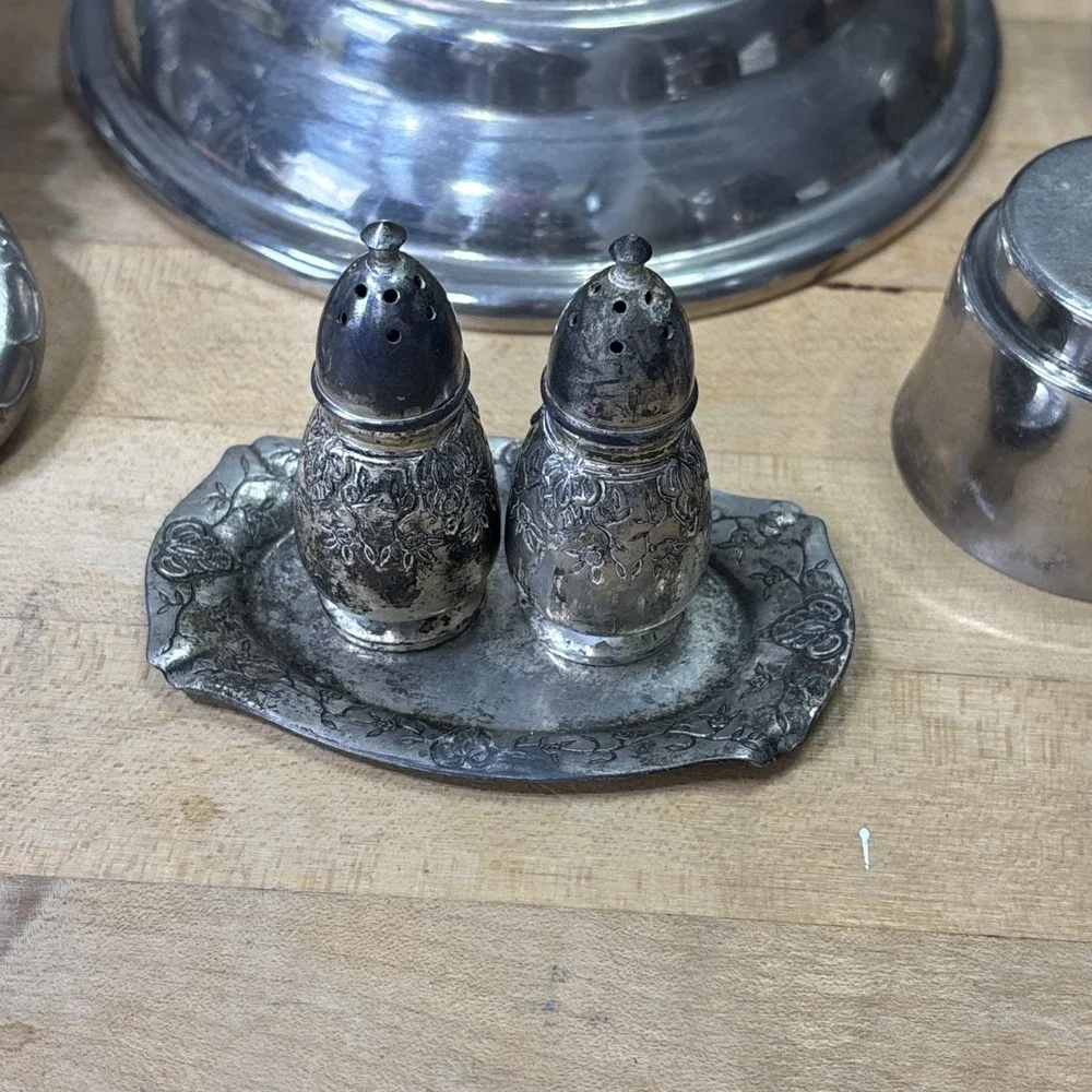 Vintage Silver Plated Carafe Warming Stand Parts Lot Victorian Art Nouveau Decor
